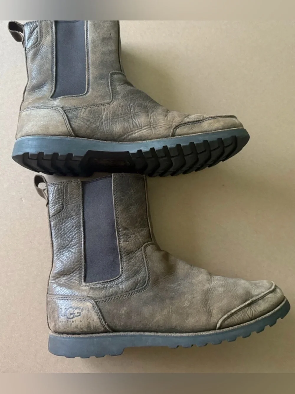 Ugg Herrick Chelsea Boots Mens Brown Leather Rugged Casual Pull On Ankle 11.5